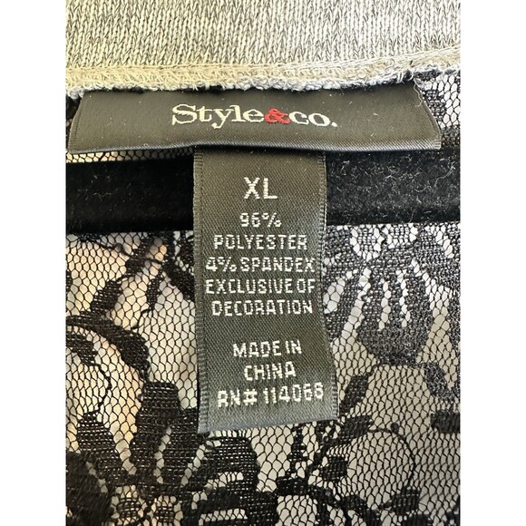 NWT Style & Co XL Downtown Gallery Beautiful Floral And Plaid With Lace Insert - Picture 7 of 10